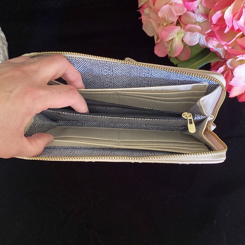 Leather-like Taupe Wristlet - Picture 4 of 7